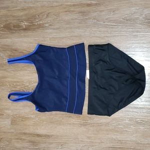 (10) Christina Two Piece Tankini Swimsuit Mesh Matching Beach Pool High Waist